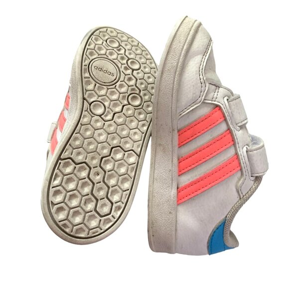 Adidas Infant Toddler Size 8K Art GY6019 Hook and Loop Pink Blue White 1293038-1 - Picture 3 of 5